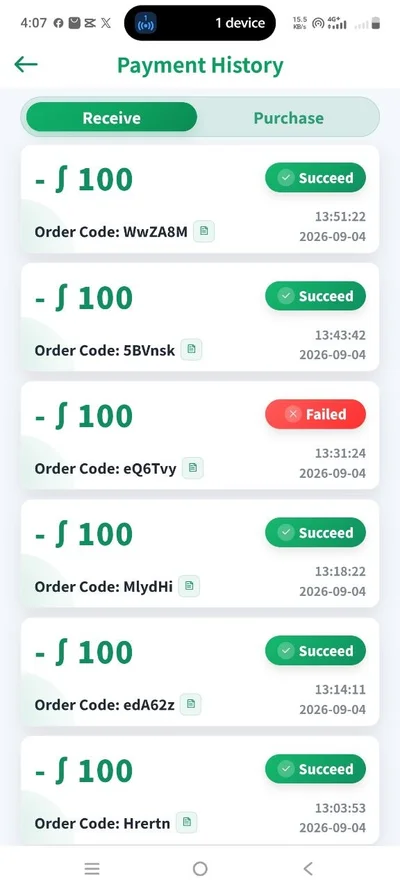 WecoinPay Payment History